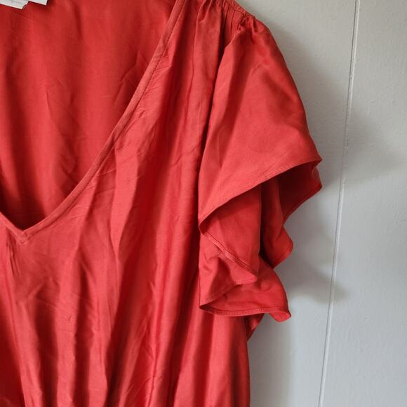 J.Jill Cottagecore Prairie Ruffle Autumn Maxi Dress Orange Large - Picture 5 of 13